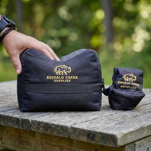 Buffalo Creek Supplies All Weather Durable Front and Rear Shooting Rest Bags, Rifle Rest Sand Bag for Bench Rest Shooting, Hunting, Target & Competitive Sports Shooting-Unfilled - color: Black