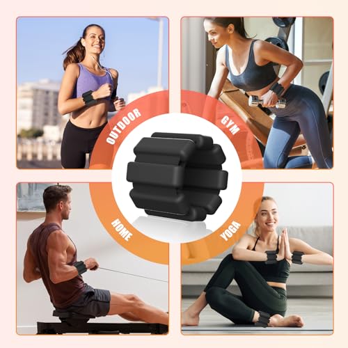 Ankle Weight Wrist Weight 2 Pack 1lb Each Adjustable | Arm and Leg Weight, Women and Men, Pilates Gym Yoga Aerobic, Strength Training - color: Black