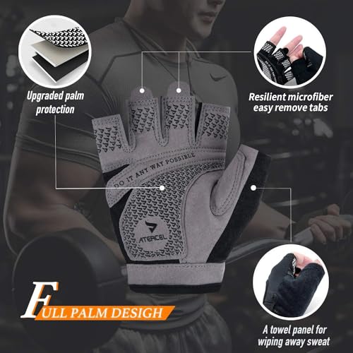 ATERCEL Weight Lifting Gloves Full Palm Protection, Workout Gloves for Gym, Cycling, Exercise, Breathable, Super Lightweight for Mens and Women - color: Aqua, size: Medium (Pack of 2)