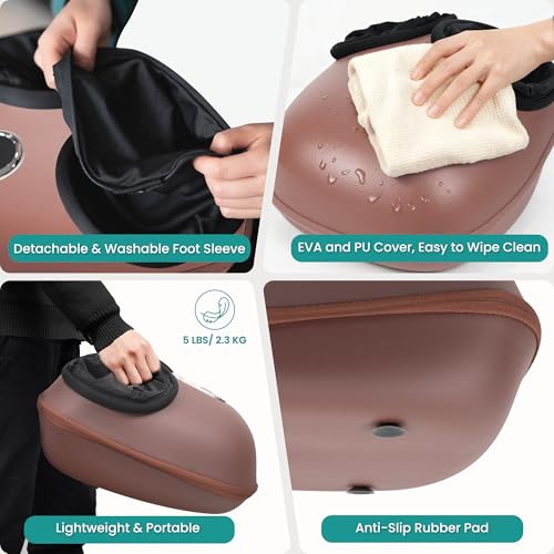 Nekteck Shiatsu Foot Massager with Heat & Air Compression Deep Kneading | 2026 Upgraded Feet Massager, 3 Modes Massage Improve Blood Circulation Foot Wellness Plantar Fasciitis, Fits Size to US 13 - color: Brown, size: Large