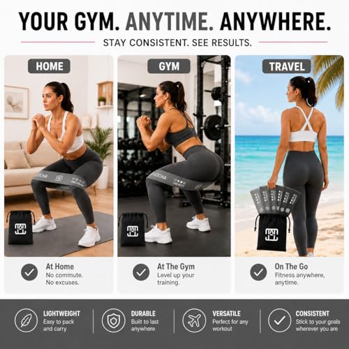 GOCHA Resistance Bands Set of 5 for Exercise & Fitness – Loop Resistance Bands with Carry Bag, Natural Latex Workout Bands for Strength Training, Physical Therapy, Yoga, Pilates, Home Gym (5-40 lbs) - color: Black Set