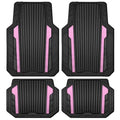 CAR PASS Heavy Duty Rubber Car Mats Metallic, Aluminum Film Cute All Weather Floor Mats Waterproof Universal Trim to Fit for SUV Sedan Van 4 Piece Deep Dish Two-Tone Sporty Black Light Pink Chrome - color: Black Light Pink