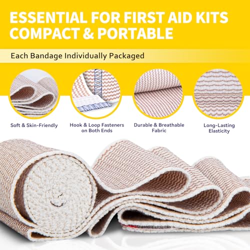 FRESINIDER Premium Elastic Bandage Wrap, 4" x 12 Pack + 6" x 4 Pack Cotton Latex Free Compression Bandage Wrap with Touch Closure at Both Ends, Support & First Aid for Sports and Injury Recovery - color: 16 Pack Mix (4, 6 Inches)