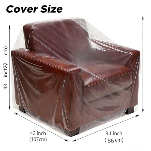 Plastic Chair Cover Furniture Cover with Elastic Band, Clear Recliner Cover Protector for Moving and Storage, Waterproof & Dustproof Moving Bags for Armchair Slipover 34W x 42D x 48H Inches (Chair) - size: Chair