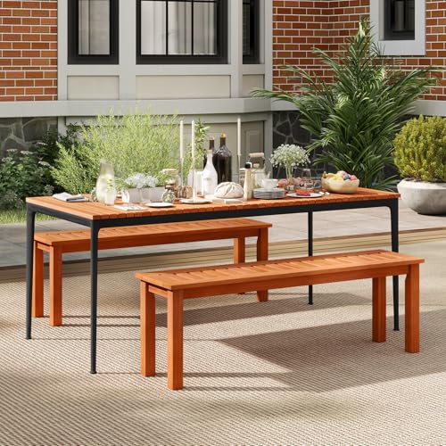 Tangkula 47 Inch Patio Wood Bench, 2-Person Backless Bench w/Slatted Seat, Indoor Outdoor Dining Bench for Backyard, Poolside, Entryway, Porch - size: 47"