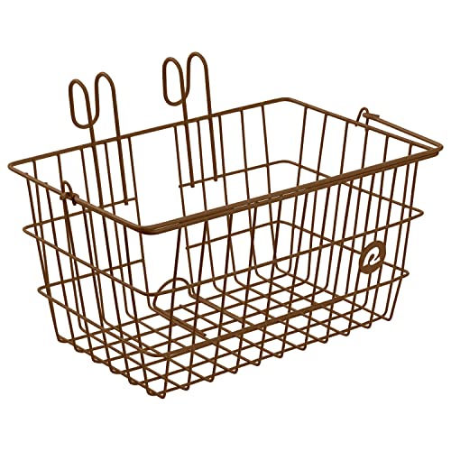 Retrospec Apollo-Lite Lift-Off Bike Basket - Detachable Steel Handlebar Basket with Carrying Handle for Commuting, Shopping & Beach Trips - 14.5in x 9.5in Weather-Resistant Biking Gear - color: Brown