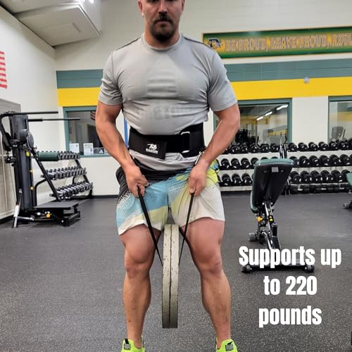 2-in-1 Weight Lifting Belt with Gloves - Self-Locking Weightlifting & Dip Set Belt with Rope & Gloves - Multi-Functional Belt for Lifting, Squats, Dips