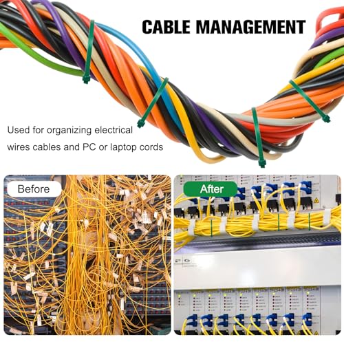 Zip Ties Assorted Sizes(4”+6”+8”+12”), 400 Pack, Green Cable Ties,Multi-Purpose Self-Locking Nylon Cable Cord Management,Plastic Wire Ties for indoor and outdoor use. - color: Green, size: 4+6+8+12-Inch(400PCS Set)