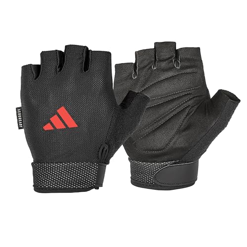 adidas Essential Training & Weightlifting Gloves, Fingerless Workout Gloves - color: Red, size: X-Large