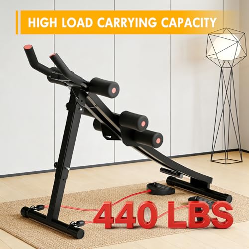 BAOKALER Dual Track Fitness Ab Machine Ab Cruncher, Adjustable Height Waist Trainer, Foldable Home Gym Equipment with 4 Adjustable Resistance Levels and Resistance Bands - size: Single Track