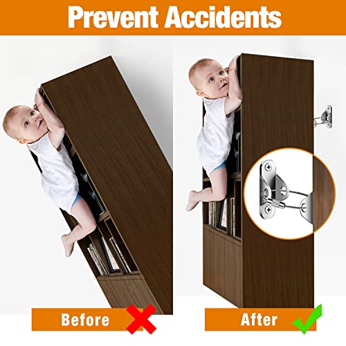 Ougourim Furniture Anchors (10 Packs) Anti Tip Furniture Anchors for Baby Proofing, Furniture Wall Anchor Earthquake Straps for Furniture Dresser Wall Safety Anchor Furniture Fasteners to Wall, Silver - color: Silver
