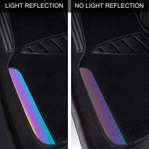 CAR PASS Chameleon Iridescent Reflective PU Leather&Waterproof Universal Carpet car Floor mats,Fit for 95% Suvs,Sedans,Vans,Trucks&Car Mat for Women(Reflective Color Change) - color: Black and Colorful