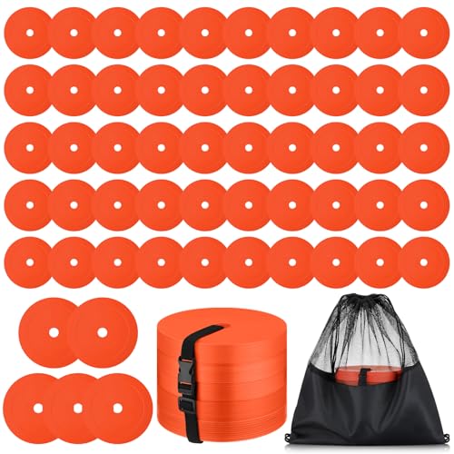 Silipull 6 inch Flat Cones Spot Markers Non-Skid Floor Hole Soccer Cones Field Court Spot Markers Flat Discs Soccer Training Equipment for Football Sports Speed Agility Practice - color: Orange