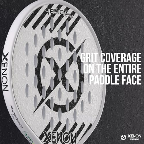 Vector Pro Spin Max Version 2 Platform Tennis Paddle by Xenon Paddle, Oversize Head, Even Balance Point, Medium Firmness Foam Core, Power and Control, 4.25” Grip, White