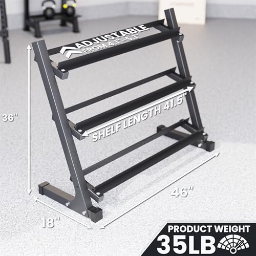 Synergee Dumbbell Rack – 3 Tier Adjustable Weight Storage - color: Large
