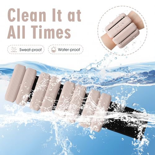 Wrist Weights Set of 2, Wearable Wrist Ankle Weights for Women & Men, Silicone Weighted Bangles Adjustable Arm and Leg Weights for Walking Yoga Pilates Running Dance Gym 2lb - color: Beige Pink