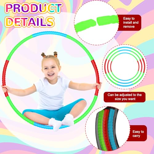 Sratte 6 Pcs Exercise Hoop Detachable Adjustable Plastic Hoops Snap Together Toy Ring Color Playground Toys for Girls and Boys Party Games, Sports, Exercise, Dog Training(28 Inch,Red,Green,Blue) - color: Red,green,blue, size: 28 Inch