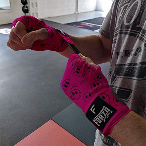 Forza Sports 180" Mexican Style Boxing and MMA Handwraps - color: Smileys Hot Pink