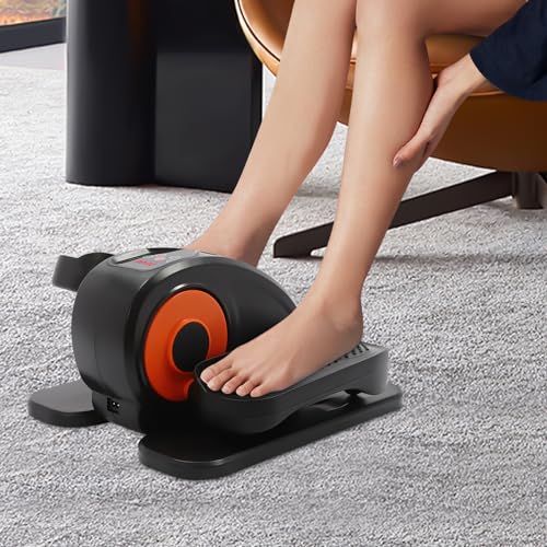 Under Desk Elliptical Machine,50W Electric Elliptical Leg Exerciser with 5 Adjustable & Remote Control, Portable Quiet Elliptical Exercise Machine 55.1 lbs Capacity for Homes, Gyms, Hospitals - color: Orange