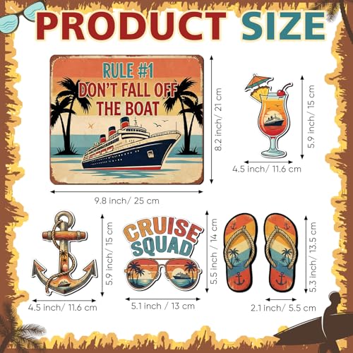Kanayu 6 Pcs Retro Tropical Cruise Door Decorations Magnetic Large Sea Navigation Ship Decorations Magnets Nautical Anchor Cruise Decor Car Fridge Magnet Decal for Carnival Stateroom Door - style: Retro