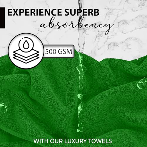 KAHAF COLLECTION 100% Cotton Bath Towels, 24x48 Pack of 6 Towels, Quick Dry, Highly Absorbent, Soft Feel Towel, Gym, Spa, Bathroom, Shower, Pool, Luxury Soft Towels (Dark Green, 24x48-6 Pack) - color: Dark Green, size: 24x48 - 6 Pack