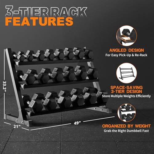 Mikolo Dumbbell Sets with Rack, Rubber Hex Dumbbells, Multiple Choices in 160/200/380/450/550LB, Hand Weights with Chrome Handle for Strength Training - style: 450LB SET
