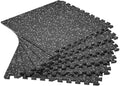 SUPERJARE 0.4'' Thick 6 Pcs 24 Sq Ft Rubber Top Exercise Equipment Mats, High Density EVA Foam Mats with Rubber Top, Interlocking Gym Flooring for Home Gym, Protective Workout Mat, Black/Grey - size: 6 Tiles (24 Sq Ft)