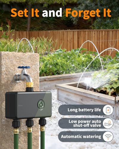 Diivoo Brass 3 Zone WiFi Water Timer | App Remote Control, 18 Irrigation Plans, Rain Delay & Mist Mode for Garden Lawns, Compatible with Alexa/Google Assistant - size: 3 Outlets