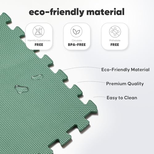 32 Pack 128 sqft Home Gym Mat, Puzzle Exercise Mat, EVA Interlocking Foam Floor Tiles for Home Workout Equipment and Kids' Play Areas - Blue, 24 in x 24 in x ½ in - (Green, 32 Pack(128 SQ FT)) - color: Green, size: 32 Pack(128 SF)