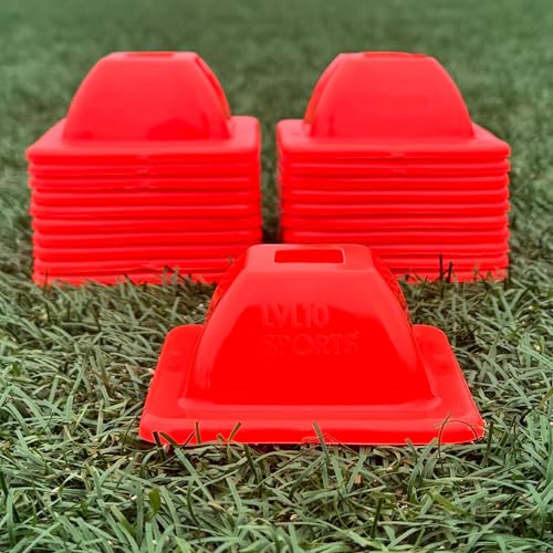 LVL10 Pro Training Cones - 2" Mini Soccer Cones for Sports Training - for Basketball, Football, Basketball and Agility Drills - Soccer Field Markers That Won't Crack, Slide or Fly - color: Orange, style: 20 Pack