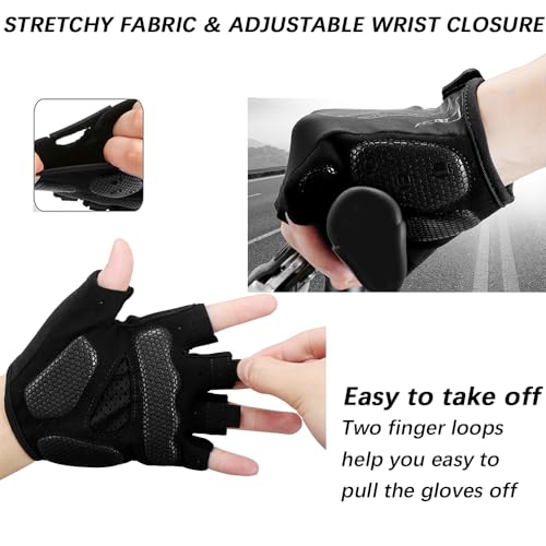 MOREOK Cycling Gloves Bike Bicycle Gloves, Half Finger 5MM Gel Anti-Slip | Biking Gloves for Men Women Gym workout exercise Motorcycle Hiking Rowing Outdoor Sports - color: Black, size: Medium