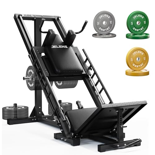 JELENS Leg Press Hack Squat Machine, Leg Machine for Home Gym with Linear Bearing, L11 Professional Adjustable Leg Exercise Machine, Lower Body Workout - color: Black, size: 140LB Colored Weights Package