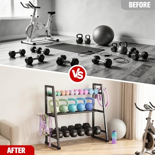 Dumbbell Rack Stand Only, Adjustable Weight Rack for Home Gym, Capacity Weight Storage Stand, Kettlebell & Dumbbell Organizer, Space-Saving Fitness Equipment Rack - color: Carbon Black