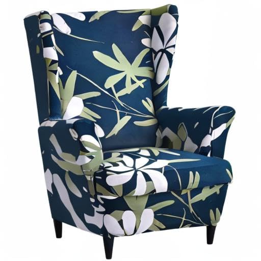 NILUOH Wingback Chair Slipcover 2-Piece Stretch Wingback Chair Sofa Slipcover Armchair Cover Printed Furniture Protector Couch Soft with Elastic Bottom for Living Room, 02 - color: 2