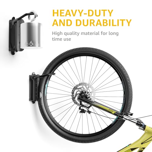 monTEK Swivel Bike Wall Mount, Bike Hangers for Garage, Space-Saving Vertical Bike Rack, Sturdy Bike Storage Rack Holds Up to 66lbs, Easy to Install, 4 Pack - size: 4 PACK