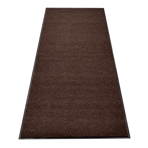 MaxMat® Large Waterproof Doormat - Heavy Duty, Commercial, Low-Profile, Easy to Clean, Rubber Floor Mat (2 x 6 Feet, Brown, MXM-RIB0026BR) - color: Brown, size: 2 x 6 feet