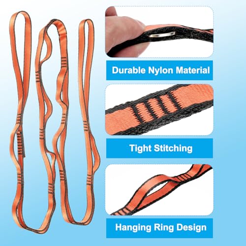 PATIKIL Daisy Chain Straps, Strong Climbing Strap Adjustable Nylon Chain Sling with Loops for Aerial Yoga Hammock Swing - color: Orange, size: 71 Inch
