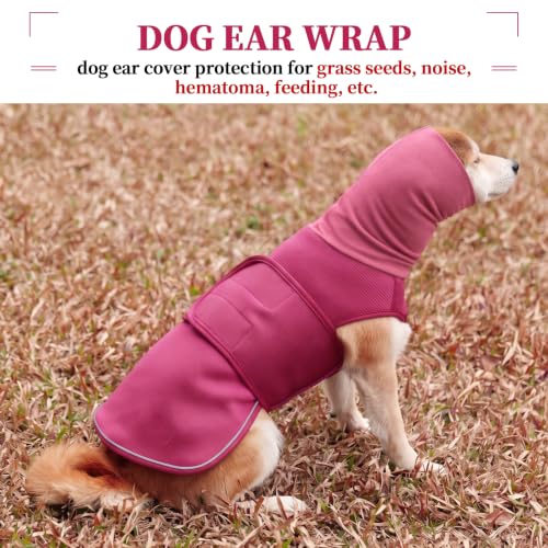 ROZKITCH Dog Anxiety Calming Hoodie, Soft Neck Wound Cover with Long Turtleneck, Breathable Anti-Anxiety Vest for Vet Visits with Adjustable Fit Rosered M - color: RoseRed, size: M
