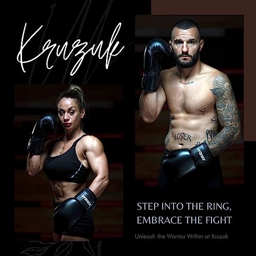Kruzak Boxing Gloves for Men & Women, Sparring & Kickboxing Gloves, Muay Thai & MMA Gloves, 8-16 oz - color: Black, size: 14 oz
