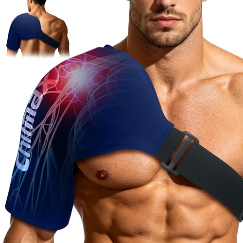 Shoulder Ice Pack Wrap, Reusable Hot and Cold Therapy Compression Wrap for Rotator Cuff, Arm, and Shoulder Periarthritis Pain Relief, Fatigue Reduction, Post-Surgical Rehabilitation - color: X-large Blue