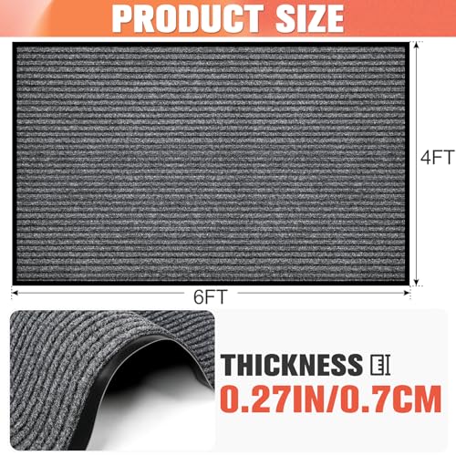 MYFAMIREA Commercial Floor Mat 4' x 6' Extra Large Front Door Industrial Rug Heavy Duty Brush Step Entrance Mat Weather Utility Rug with Non Slip Rubber Backing Low Profile for Entryway, Charcoal Grey - size: 4 x 6 Feet