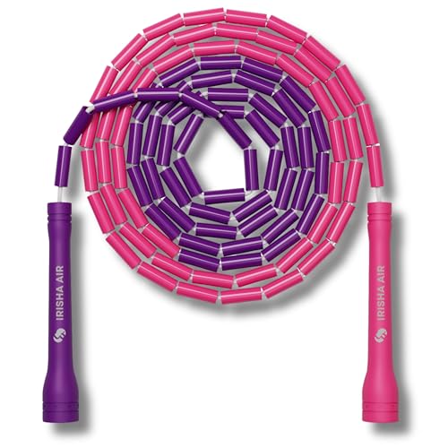 Pro-Grade Beaded Jump Rope for Beginners - color: Purple/Rose Pink