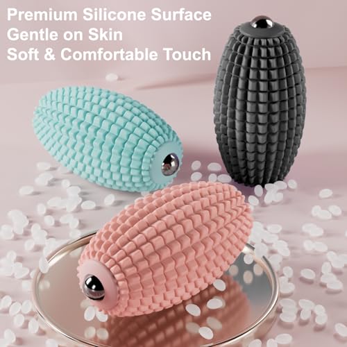 Vibrating Massage Ball for Plantar Fasciitis & Myofascial Release, Silicone Muscle Roller for Back, Shoulder, Foot, and Leg, Portable Trigger Point Massage Tool, 3 Vibration Speeds (Pink) - color: Pink