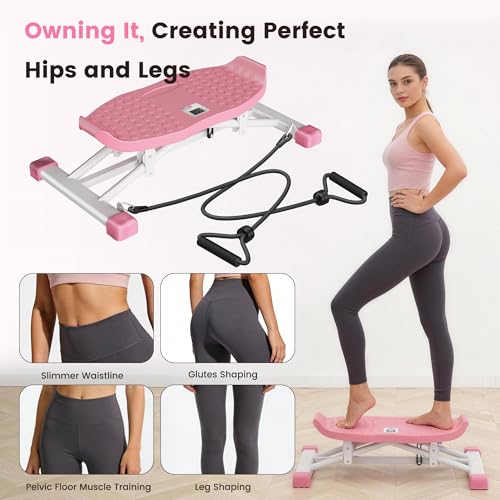 soges Balance Board Trainer with Resistance Bands & LCD Display, Ski Balancing Machine for Full Body Workout, Wobble Board Core & Cardio Stepper for Home Gym, 330 LBS Capacity