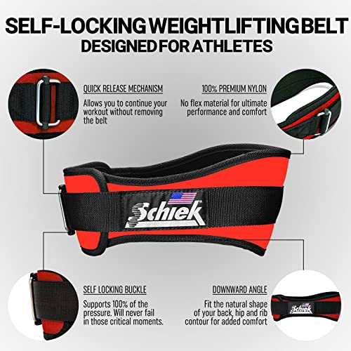 Schiek Sports 2006 Nylon 6" Weight Lifting Belt - Support Belt for Power Lifting - color: Red, size: Small