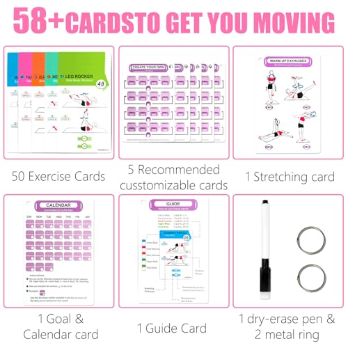 Pilates Ring Workouts for Women-58 Exercise Cards with Pilates Mat Workout Postures，ncludes 4-Week Challenge,2 Rings& Dry-Erase for Easy Organization-Home, Gym or Studio - color: Pilates Ring