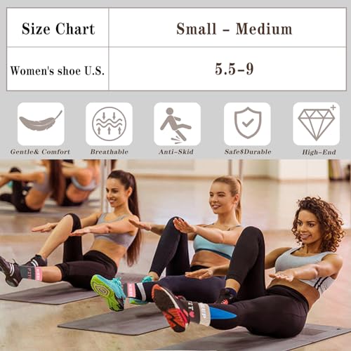loudashuaiqi Grip Pilates Socks Non Slip Athletic Yoga Socks with Grips for Women Grippy socks for Hospital Workout Barre - style: 3pair Black