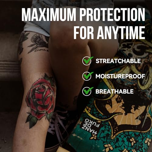 Pamiou Second Skin Tattoo Cover - 6 Inches x 2 Yards Tattoo Aftercare Bandage | Breathable, Waterproof, Transparent, Latex-Free Film, Matte Finish