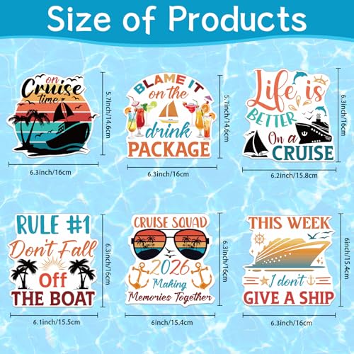Large Cruise Door Decorations Magnetic - Wxiben 6PCS 2026 Sea Navigation Cruise Ship Door Decorations Funny Boat Anchor Tropical Drink Coconut Tree Cruise Door Magnets for Carnival Cabin Fridge Decor - style: Retro Cruise