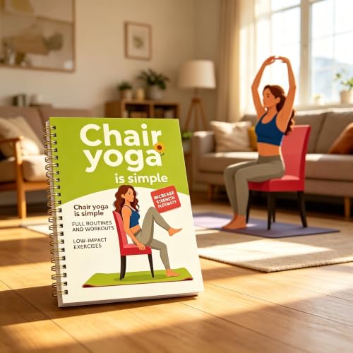 Chair Yoga Spiral Notebook, Low Impact Workout Journal, 5.5"x8.3" Lined Exercise Log for Adults & Seniors, Chair Yoga Routine Planner to Track Strength & Flexibility Fitness Progress